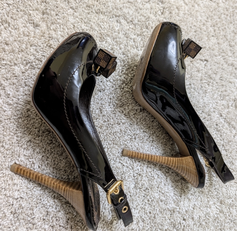 Louis Vuitton Patent Saint Honore Slingback Pumps - 36 EUC - Picture 2 of 9